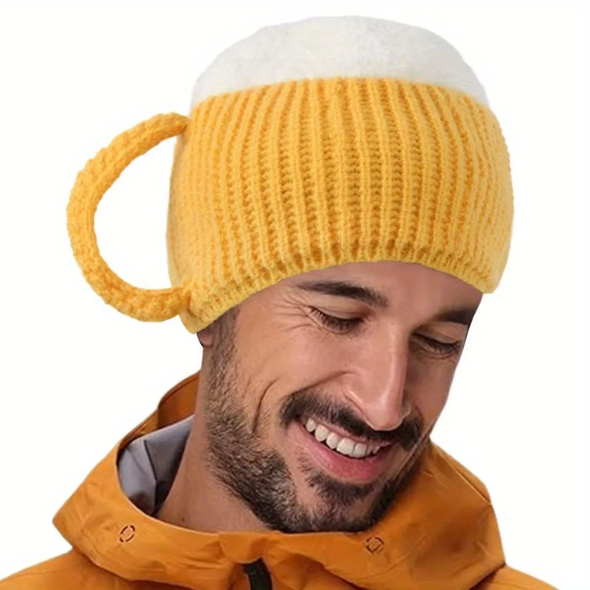 Interessante Bierbechermütze – dehnbare Herbst- und Winter-Biermütze für Männer und Frauen, leicht und warm mit lustigem Hopfen-Design – Detail 3