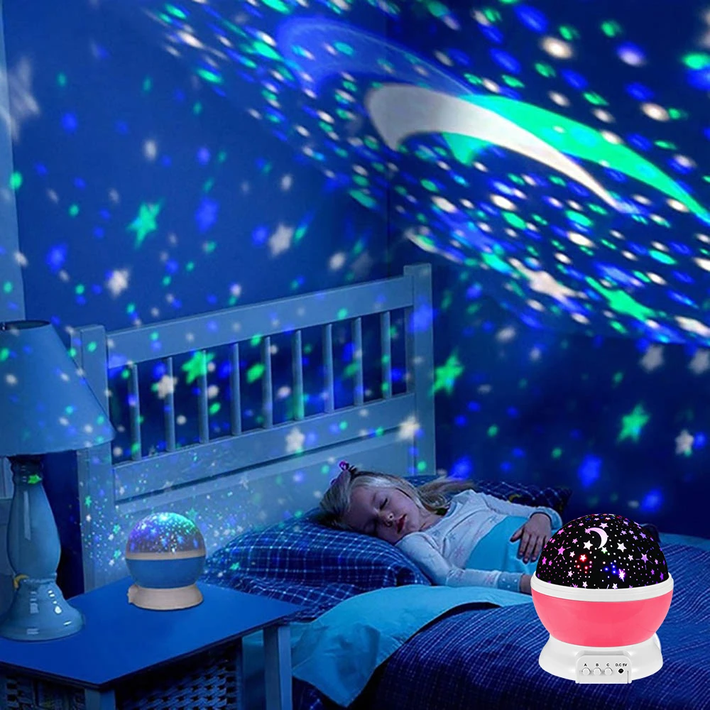 Starry Projector Night Children Room Star Nightlight Projector with Battery Powered USB Charged Bedroom Decor Starlight Lights