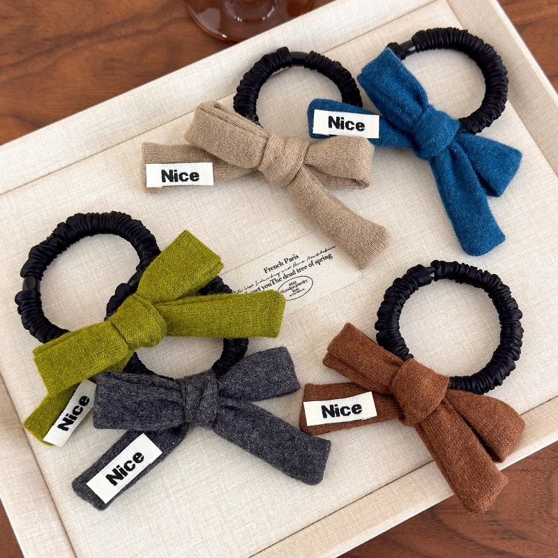 

1pc Korean-style autumn and winter new knitted bow versatile hair tie, high-end bun hair rope for ponytails and buns