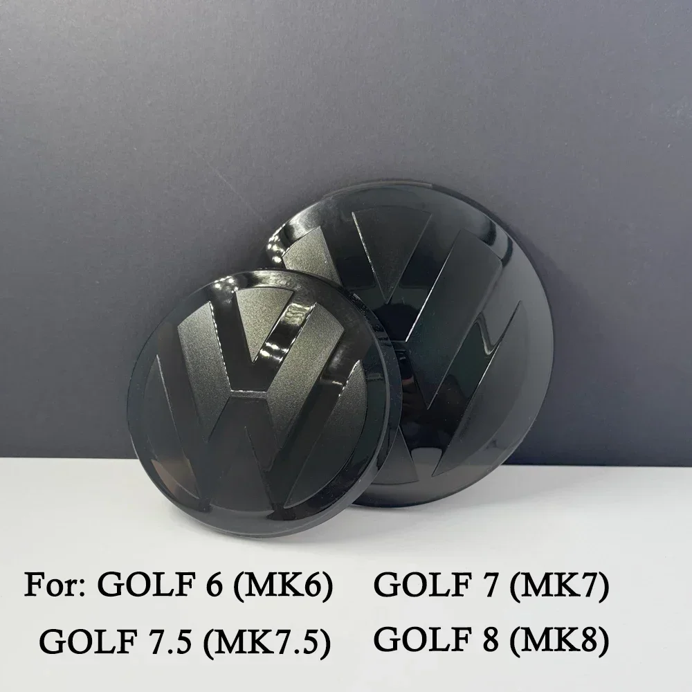 

2 шт. передних и задних эмблем для VW Golf 6/Golf 7/Golf 7.5/Golf 8, не влияющие на ACC, модифицированные черные плоские наклейки-логотипы на зеркала
