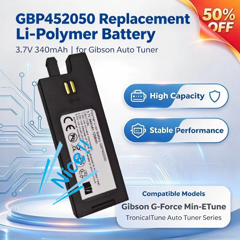GBP452050 3.7V 340mAh Li-Polymer Replacement Battery for Gibson G-Force Min-ETune TronicalTune Auto Tuner