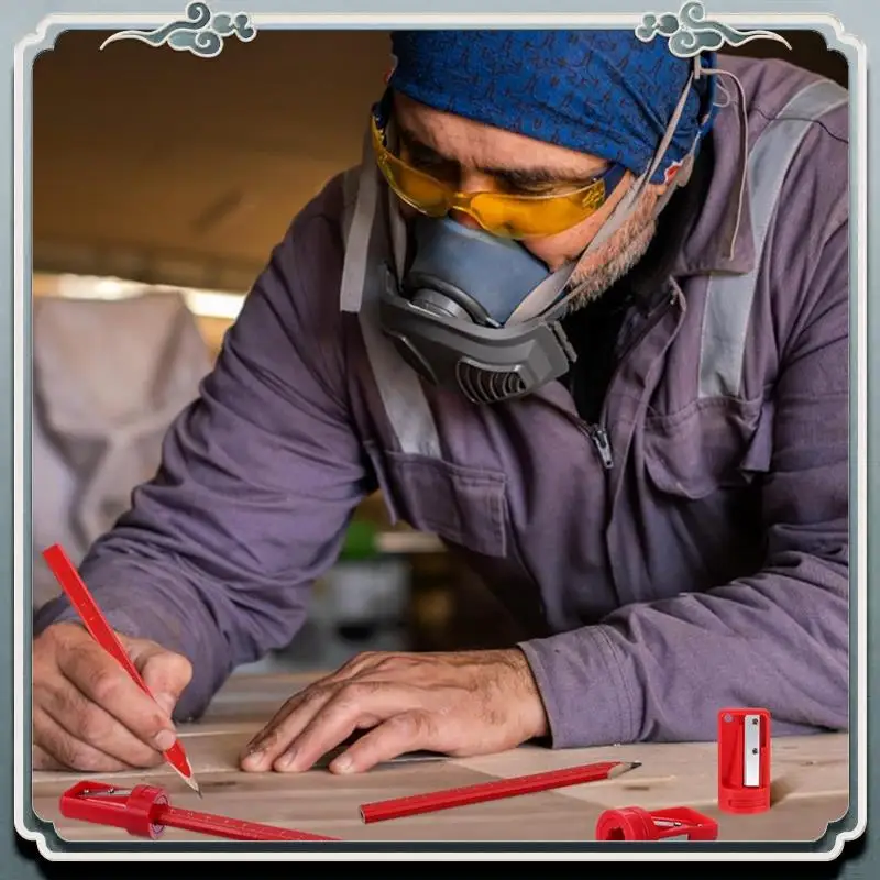 Lápices de carpintero Premium, 40 Uds., con 6 sacapuntas, lápices de construcción de carpintería negros duros octogonales planos de 7 pulgadas