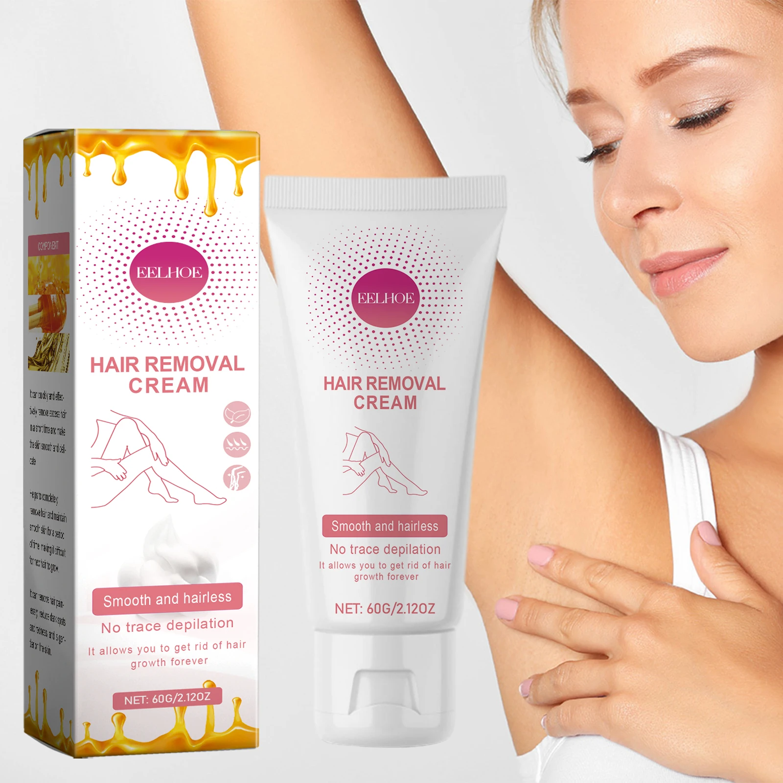 EELHOE Hair Removal Cream Gentle Hair Removal for Face, Lips, and Whole Body, Smooth, Delicate, Moisturizing, Refreshing Hair Removal Cream