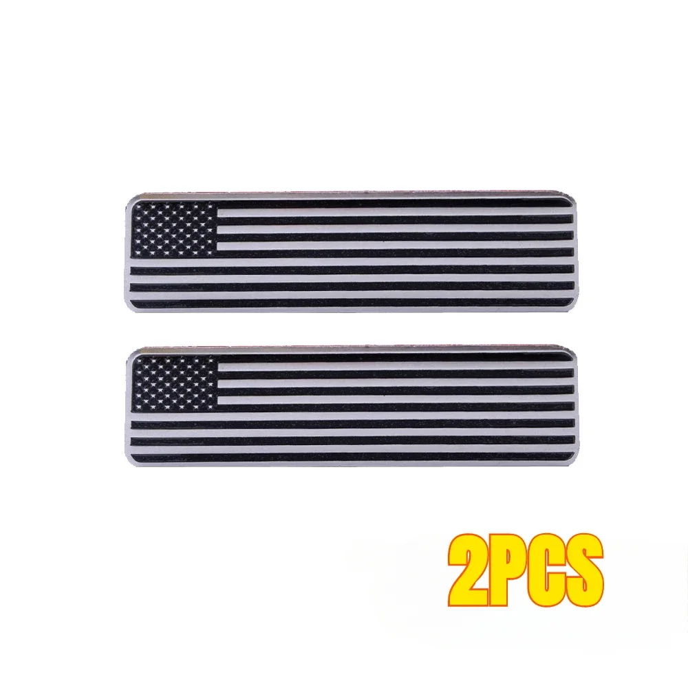 2pcs Car Tuning Emblem Badge Motorcycle Sticker Fairing Car Black Metal USA American Flag Auto Accessories Exterior Parts