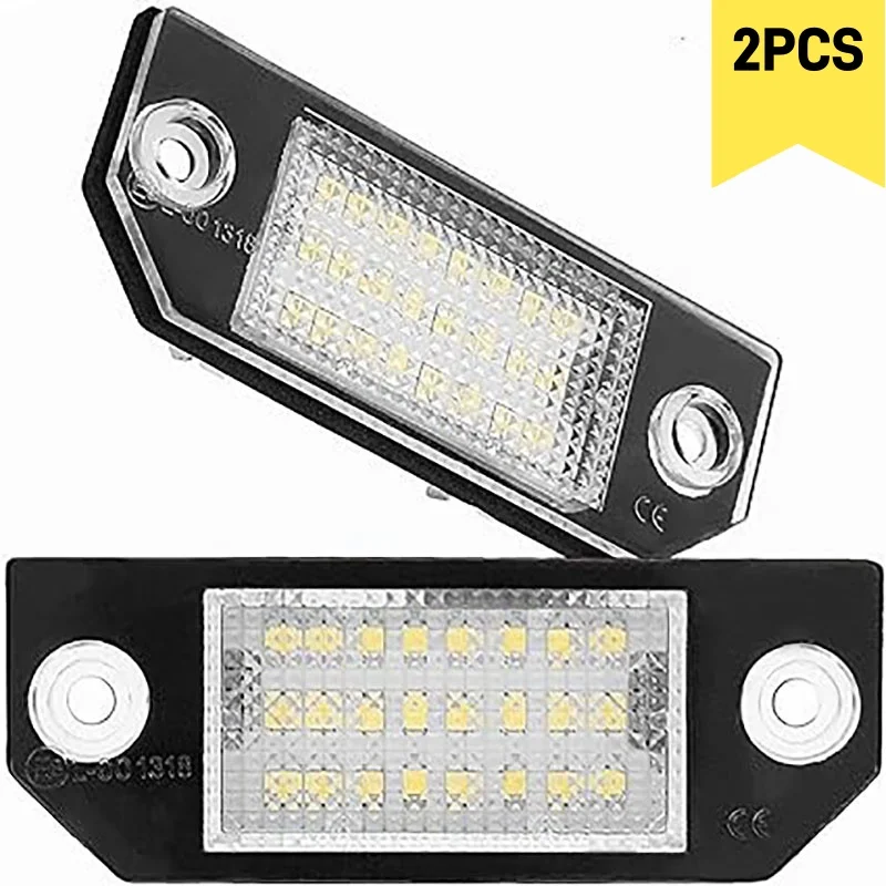 

6500K White LED License Plate Lights for Ford Focus C-Max MK1 2003-2007 Pre Facelift MK2 2003-2008 Tag Lamp Assembly Replacement