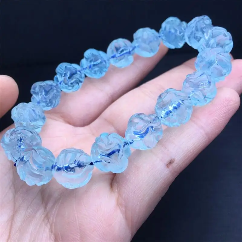 Natural Aquamarine Fox Fairy Bead Bracelet String Charms Strand Exquisite Jewelry Gift Healing Crystal Energy Gift 1pcs