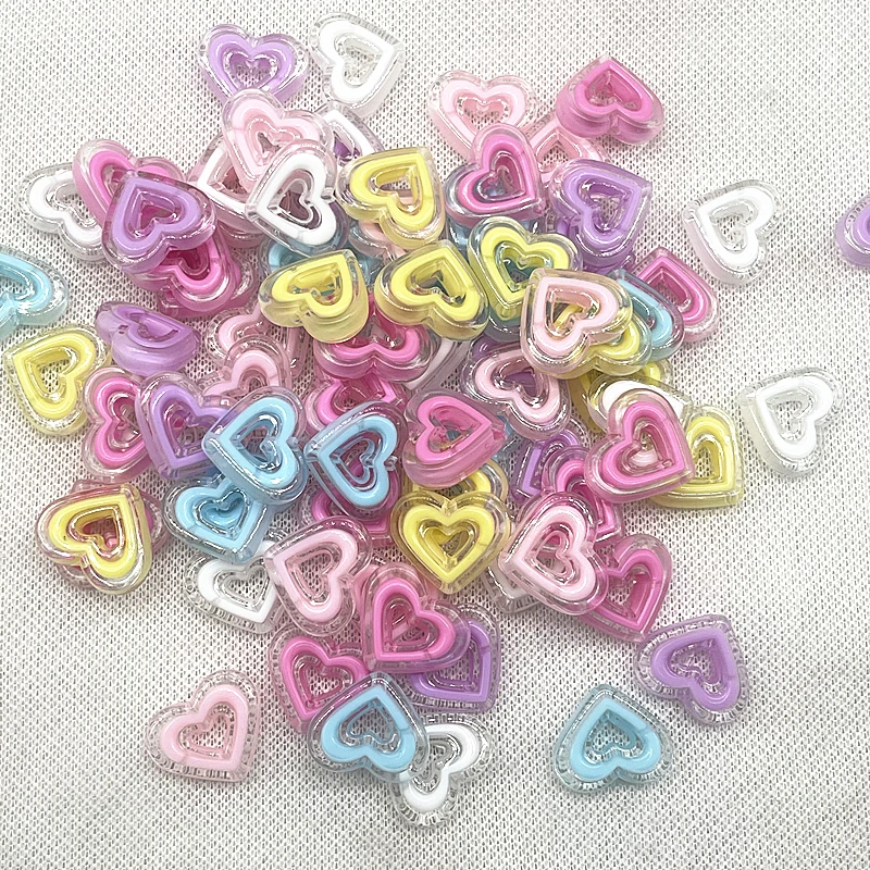

10pcs 20x23mmTransparent Hollow Out Heart-shaped Have Hole Bead Acrylic Straight Hole Bead DIY Mobile Phone Chain Accessory