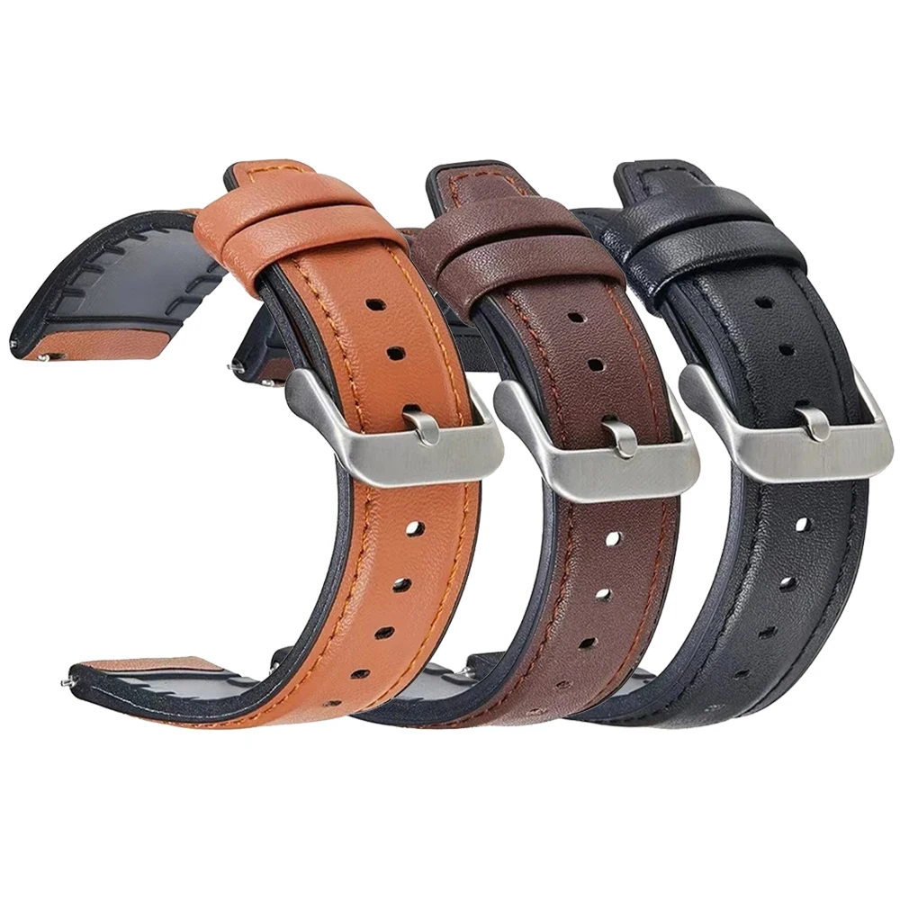 22mm Leather+Silicone Strap for Huami Amazfit BALANCE Bands Amazfit CHEETAH GTR 4 3 2e 47mm Stratos 3 Bip 5 Replacement Bracelet