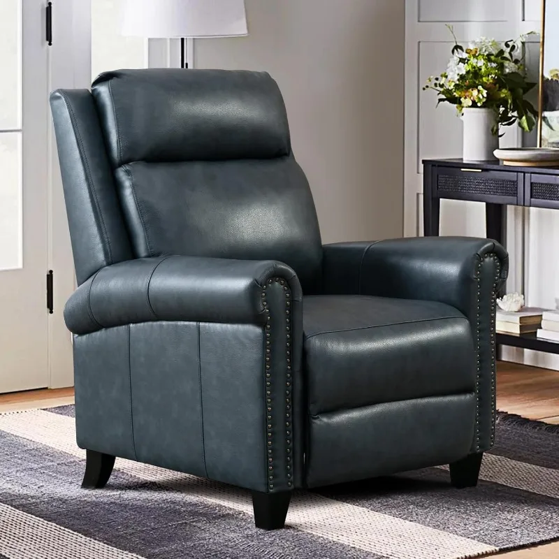 Leather Recliner Chair, Classic and Traditional Push Back Recliner Chair with Comfortable Arms and Back for Living