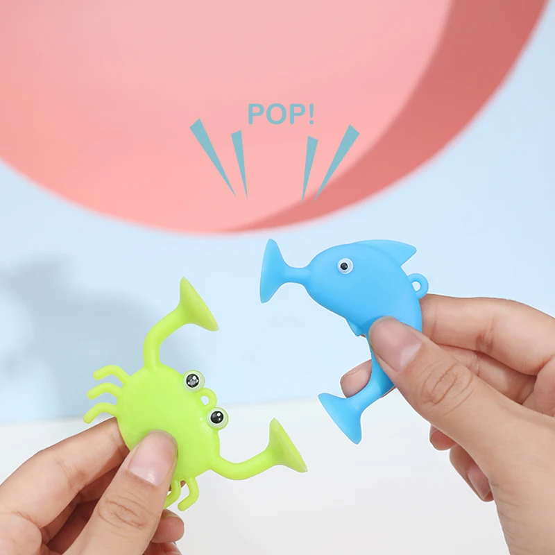Marine Animals Suction Cup Toys, Bath Toys for Kids, Ocean Animals Shaped Sucker, Window Travel Building Blocks