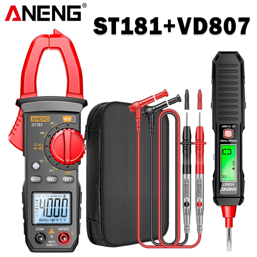 ANENG ST181 Intelligente Klemmeter met VD807 Digitale Meetpen, Nul- en Stroomdraadbreukpunt Detectie, Elektrische Gereedschapset