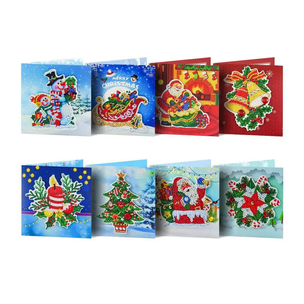 1 Set Novelty DIY Diamond Painting  Smooth Surface Stable DIY Christmas Card  3D Christmas Greet Cards Gift Making Material