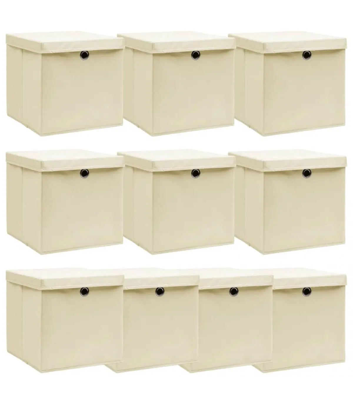 Storage Baskets Storage Boxes with Lid 10 Pcts Cloth Cream 32x32x32 cm