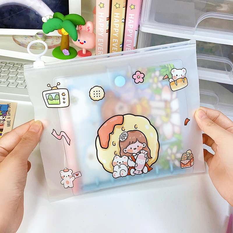 8/40pcs Reiß verschluss Aufbewahrung tasche niedlichen Cartoon Muster Druck kleine Gegenstände Kosmetik Aufbewahrung tasche gefrostet selbst dichtende Verpackung Tasche