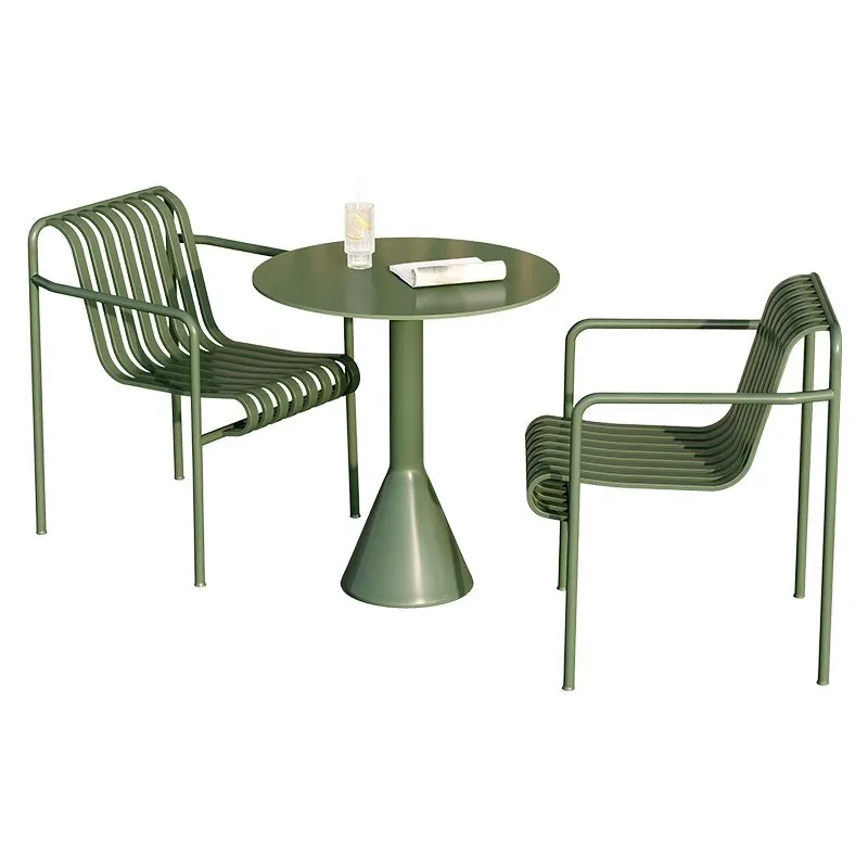 

Outdoor wrought iron dining table and chair combination cafe outdoor negotiation table and chair courtyard open-air small round