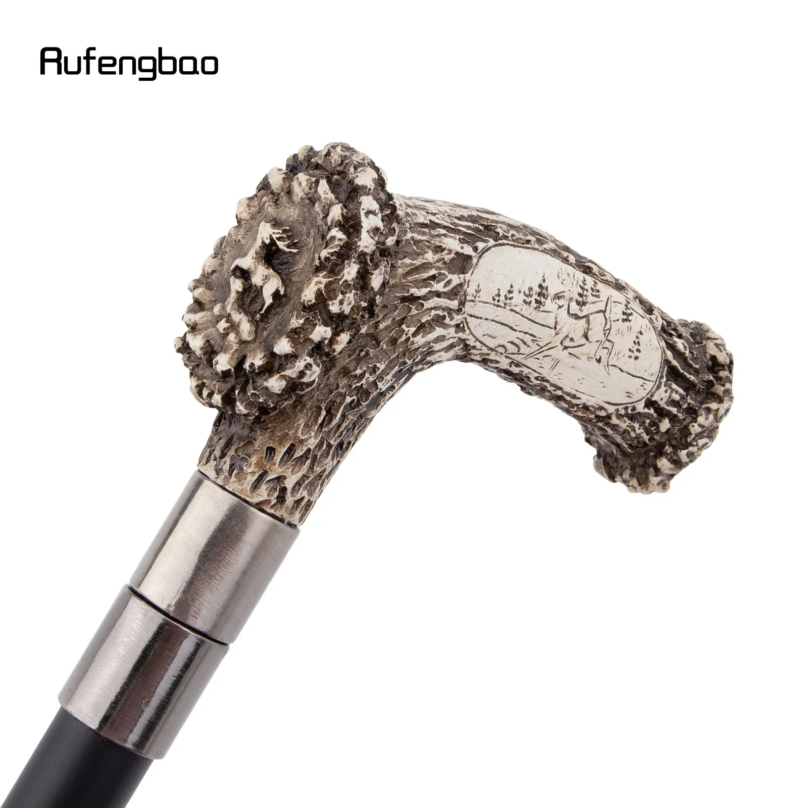 Silber Harz Hirsch Baum Wurzel Kopf Gehstock Mode Dekorative Stahl Stick Gentleman Elegante Cosplay Cane Knopf Crosier 94 cm