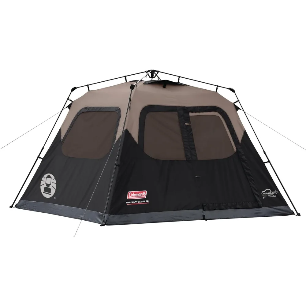

6Person Instant Camping Tent with 1-Minute Setup, Large Family Tent with Pre-Attached Poles, Air Vent, & Carry Bag