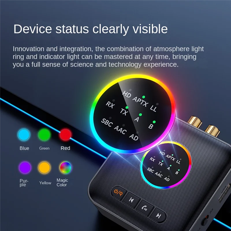 BNVN-AUX 3.5MM USB FM Stereo HIFI Music Bluetooth 5.2 Audio Transmitter Receiver Wireless Adapter LED Display