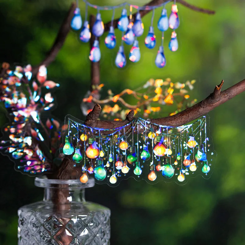 12 Sheets Romantic Lighting Lamp Themed Sticker Pack, Warm Light Fixture Decor Stickers for Journal Scrapbook DIY Crafts