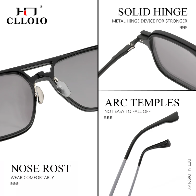 CLLOIO Polarized Magnetic Clip-On Prescription Myopia Glasses Men TR90 Night Vision Anti Glare Hyperopia Optical Reading Glasses