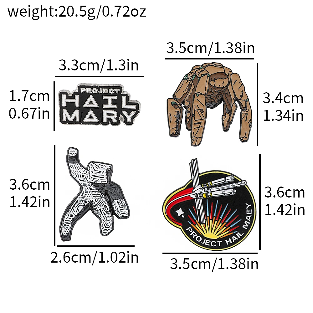 4pc Sci-Fi Enamel Pin Set Project Hail Mary Inspired Collectible Brooch Badges for Backpack Accessories Gifts view 2