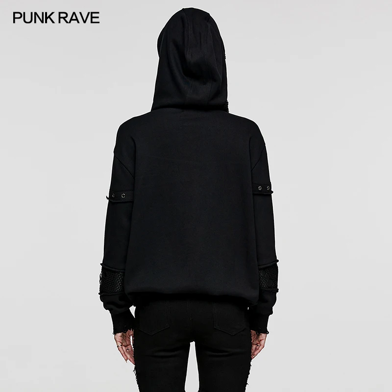 Punk Rave Black Women Casual Rock Loose Simple vampire coffin buckle Hoodie Jacket WT813