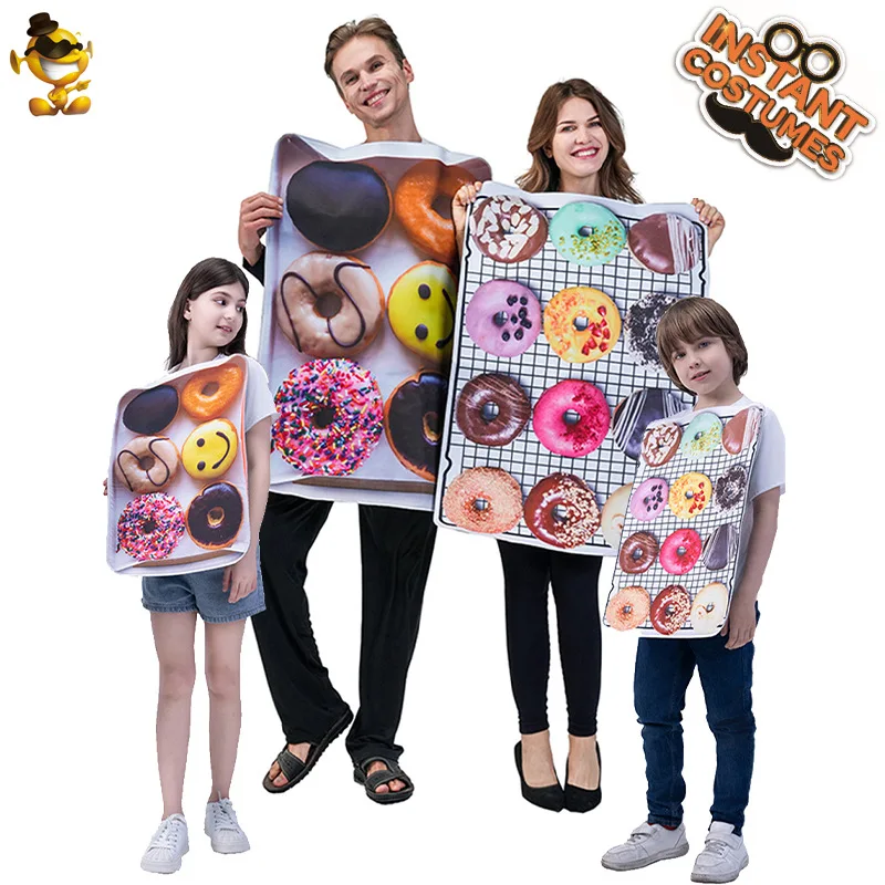 Halloween Children Donut Cosplay Costume Holiday Party Funny Parody Food School Performance Adult Printing Party Clothes