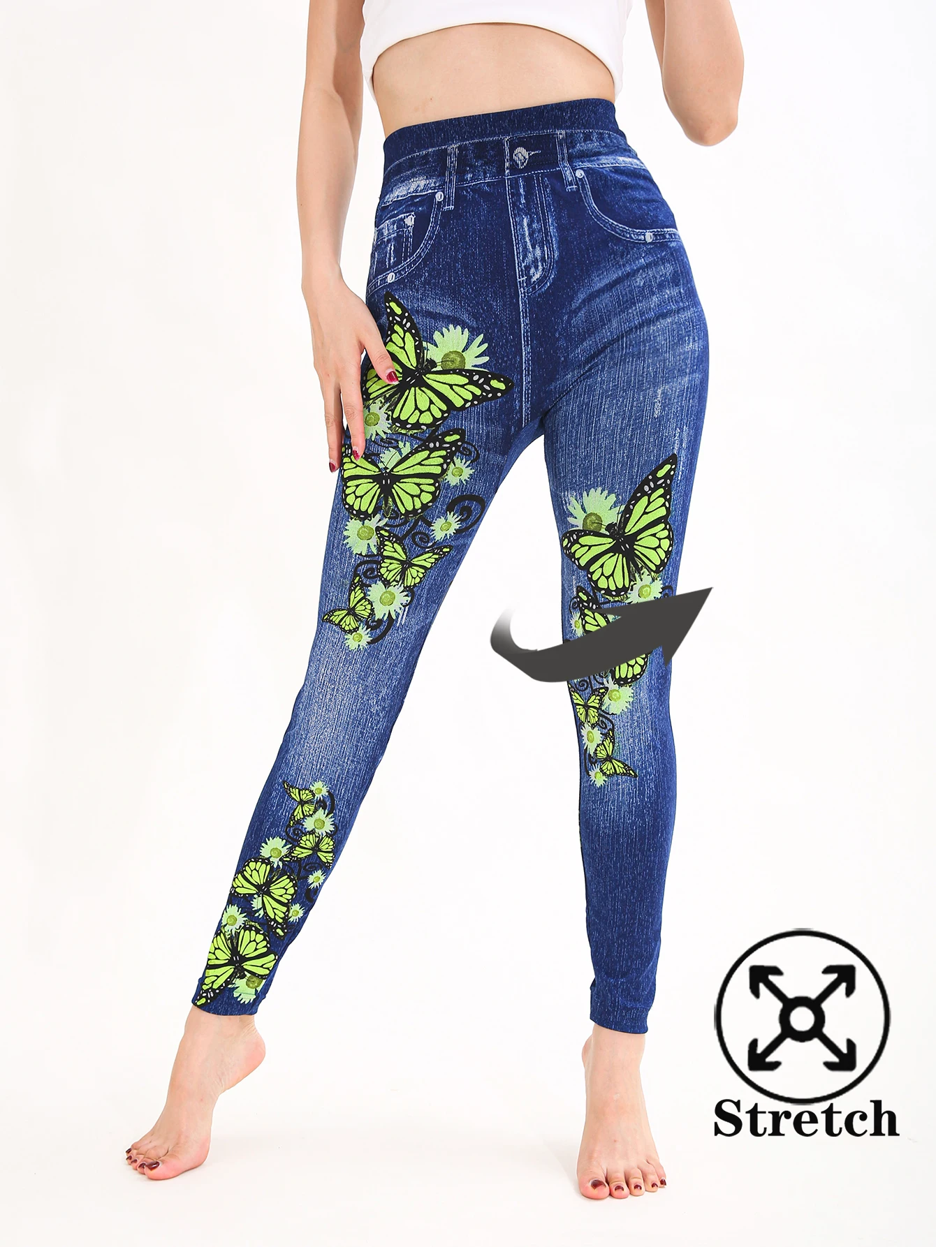 

Осень-зима, 1 упаковка, женские сексуальные узкие леггинсы с имитацией ковбойской зеленой бабочки, повседневные спортивные элегантные брюки для фитнеса и йоги