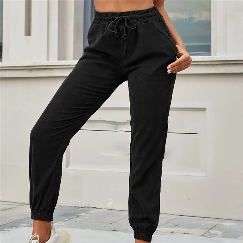 Pantalon taille haute en velours côtelé pour femme, vêtements décontractés pour femme, INS Fashion, automne et hiver, tempérament