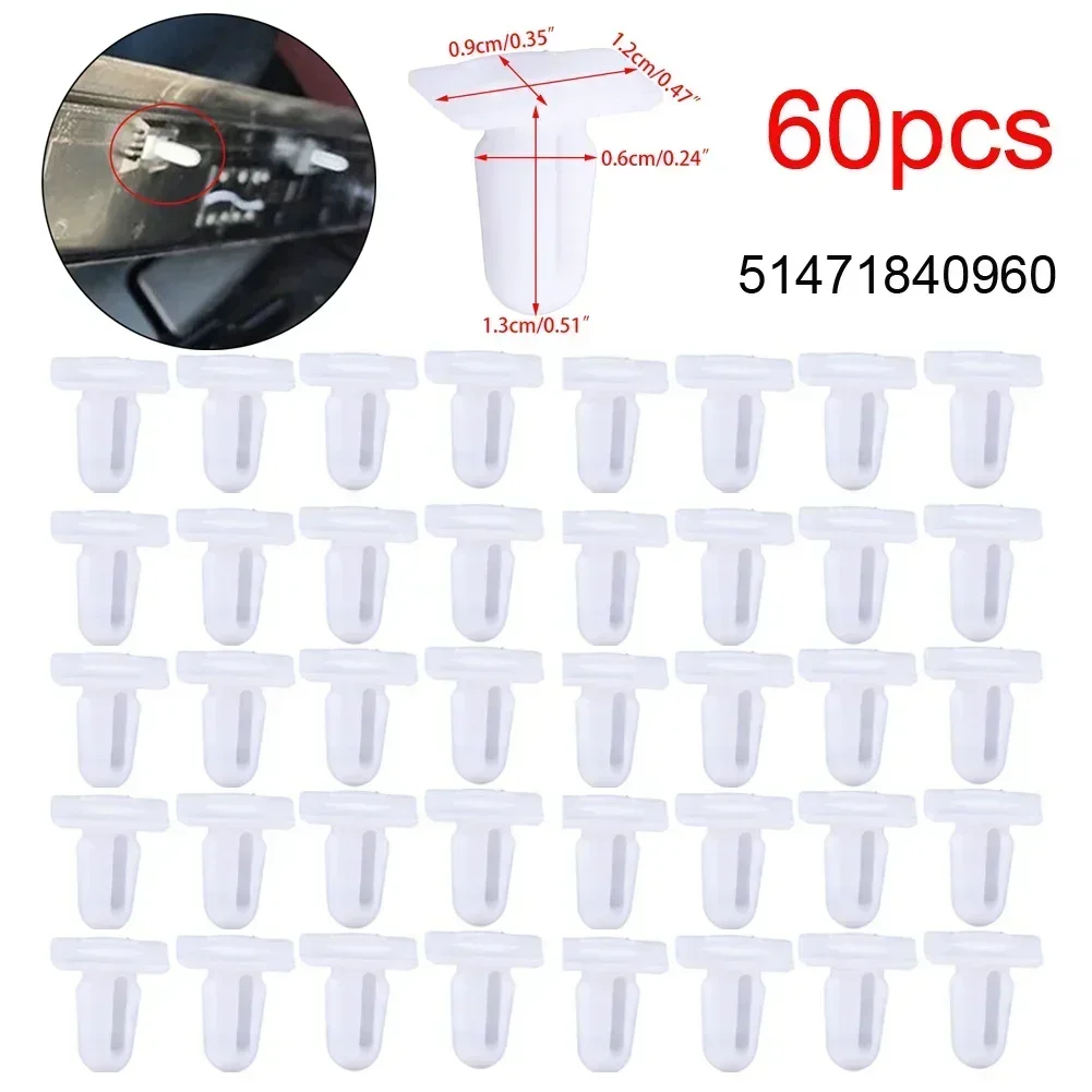 60pcs Car Door Sill Kick Plate Strip Clips Fastener 51471840960 For BMW E30 E39 E46 Z3 M5 3 Series Z4 E81 E82 E84 E63 E64 E65