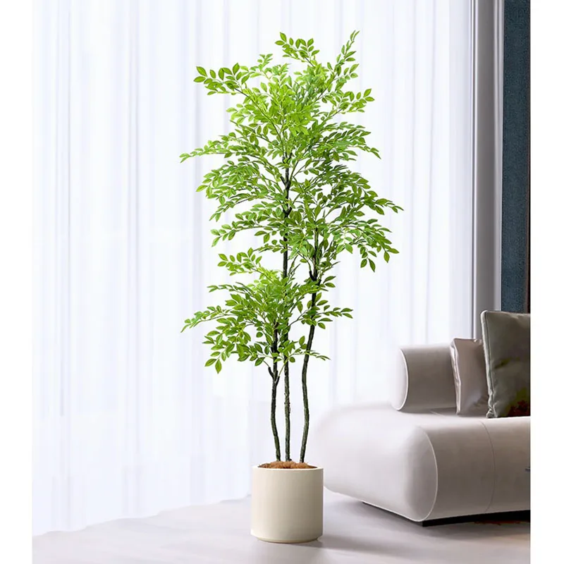 5.9FT Artificial Tree Fake Tropical Shrub Plants Plastic Bamboo Plants Green Palm Leaves for Home Garden Christmas Shop Decor