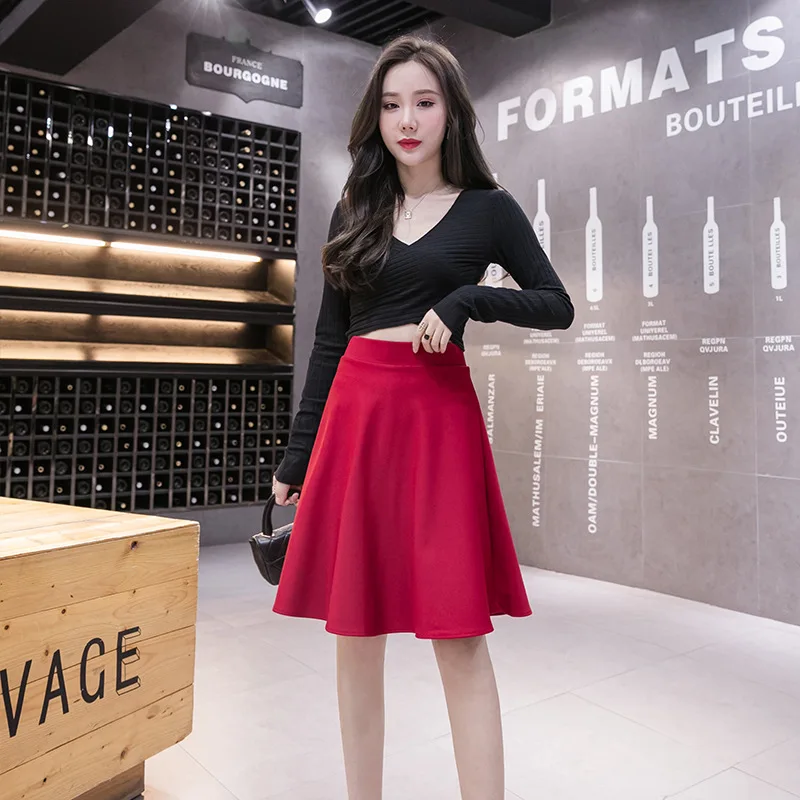Women Summer Skirts Tall Waist Solid Color Korean Style Fashionable Folds Skirt Casual Vestidos Dropshipping YWXCKDB054