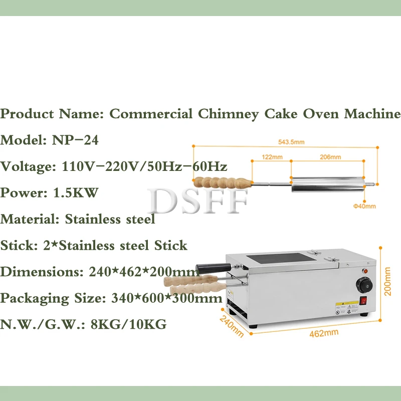 Electric Commercial Chimney Cake Karatz Machine Hungary Trdelnik Chimney Bread Roll Machine