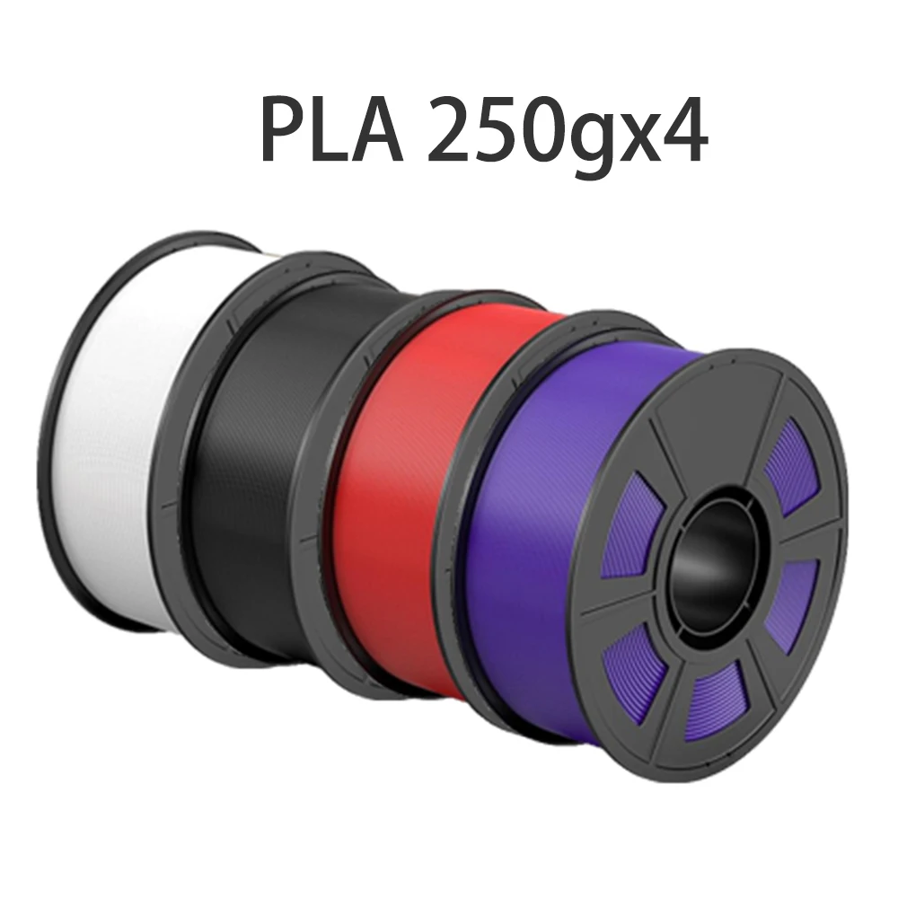 

Филамент PLA 250г, 500г, 1кг, 1.75мм для 3D-принтера, белый, черный, красный, фиолетовый, 250г x 4, PLA 1.75мм, точность размеров ±0.02мм