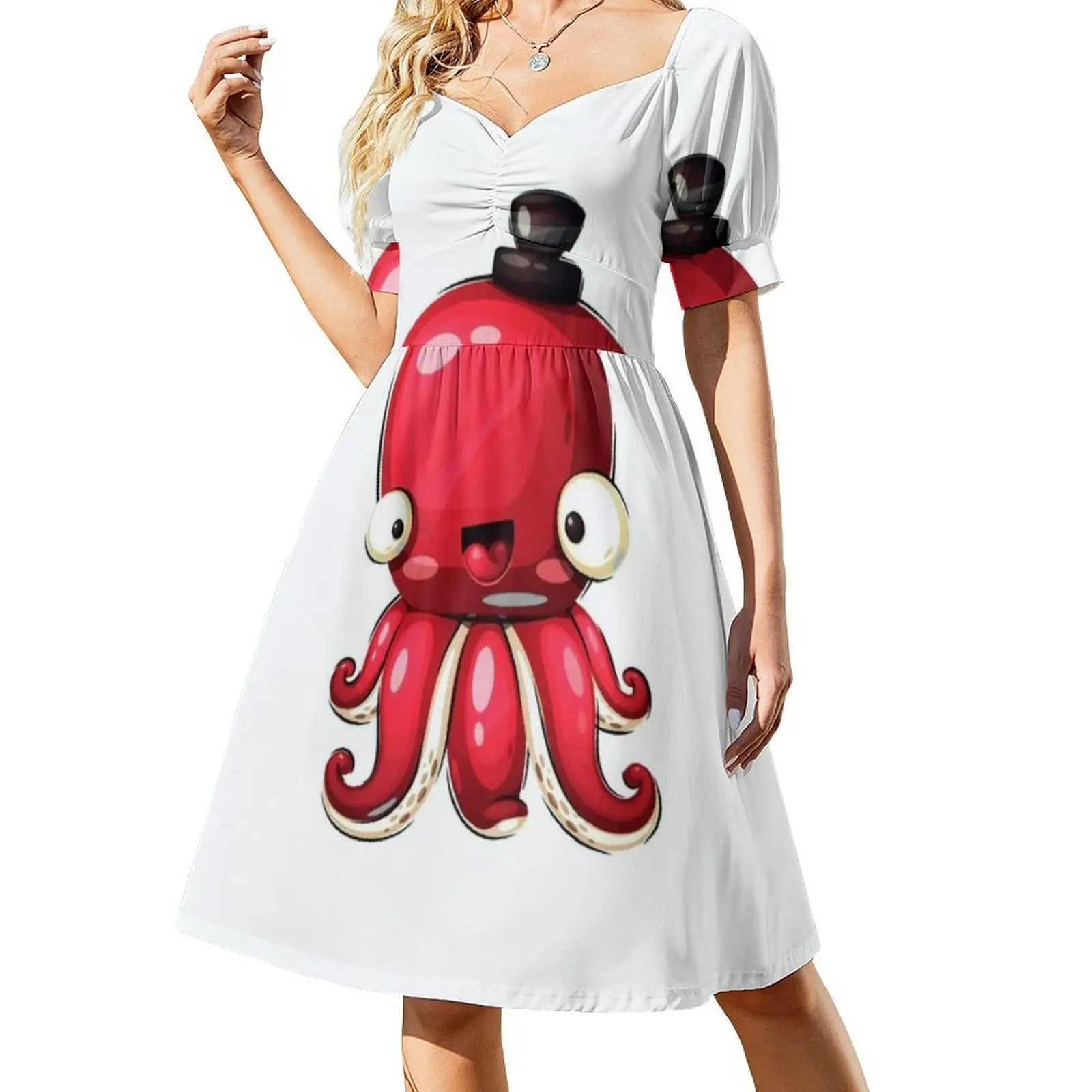 السيد الأخطبوط البوهيمي فستان بلا أكمام متعدد المطبوعات شاطئ عطلة فستان الحفلات مخلوق البحر الكرتون الحيوانات لطيف مضحك المرأة