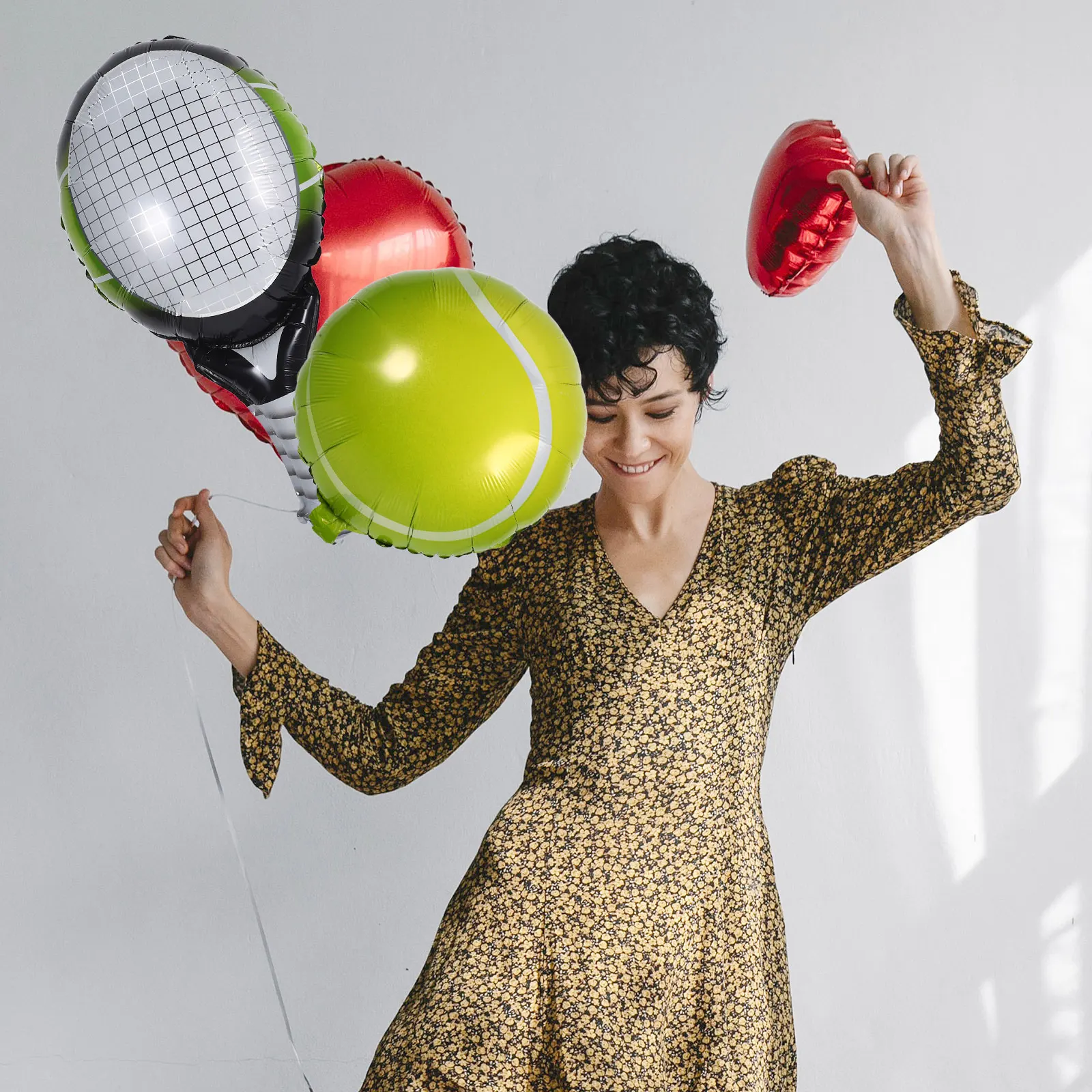

1 set 1 Set Foil Tennis Party Tennis Ball Racket Balloons Sports Themed Decorative Birthday Party Supplies Aluminum Film