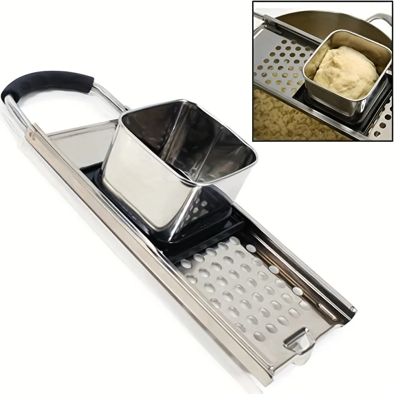 1Pc Stainless Steel Spaetzle Maker 1PC Premium Grade Traditional German Egg Noodle Making Tool Built with Comfort Grip Handle, Practical Kitchen Utensil for Handmade Authentic German Spaetzle and Egg Noodle Preparation for Home Cooking