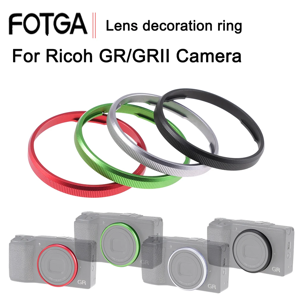 

FOTGA Aluminium Lens Ring For Ricoh GR GRII Camera Replaces For Ricoh GR2 Lens Decoration Ring Cap Green Red Black Silver Color