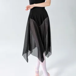 Ballet Skirt Adult Women Middle Mesh Skirt Dance Tulle Skirt Ballet Exercise Clothing Chiffon Skirts Black Stage Costume Women
