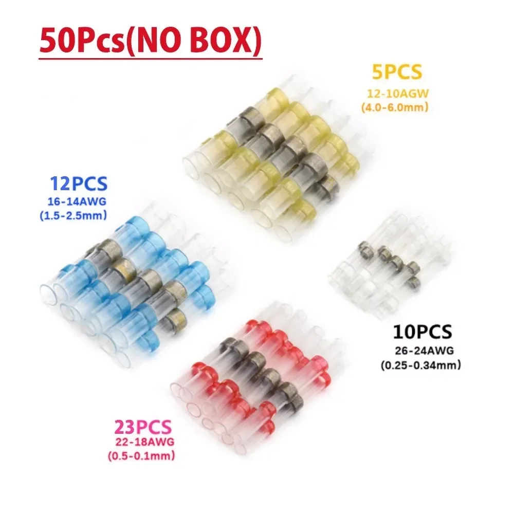 50-300Pcs Wasserdichte Schrumpfschlauch Mit Solder Isolierte Elektrische Draht Terminal Butt Splice Solder Elektrische Stecker Set