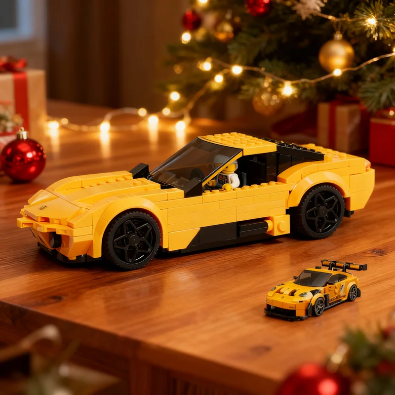 286pcs MOC City Champions Corvette C3 Model Building Blocks Christmas Gift Collection Brick Education 3D Creative Craft Birthday