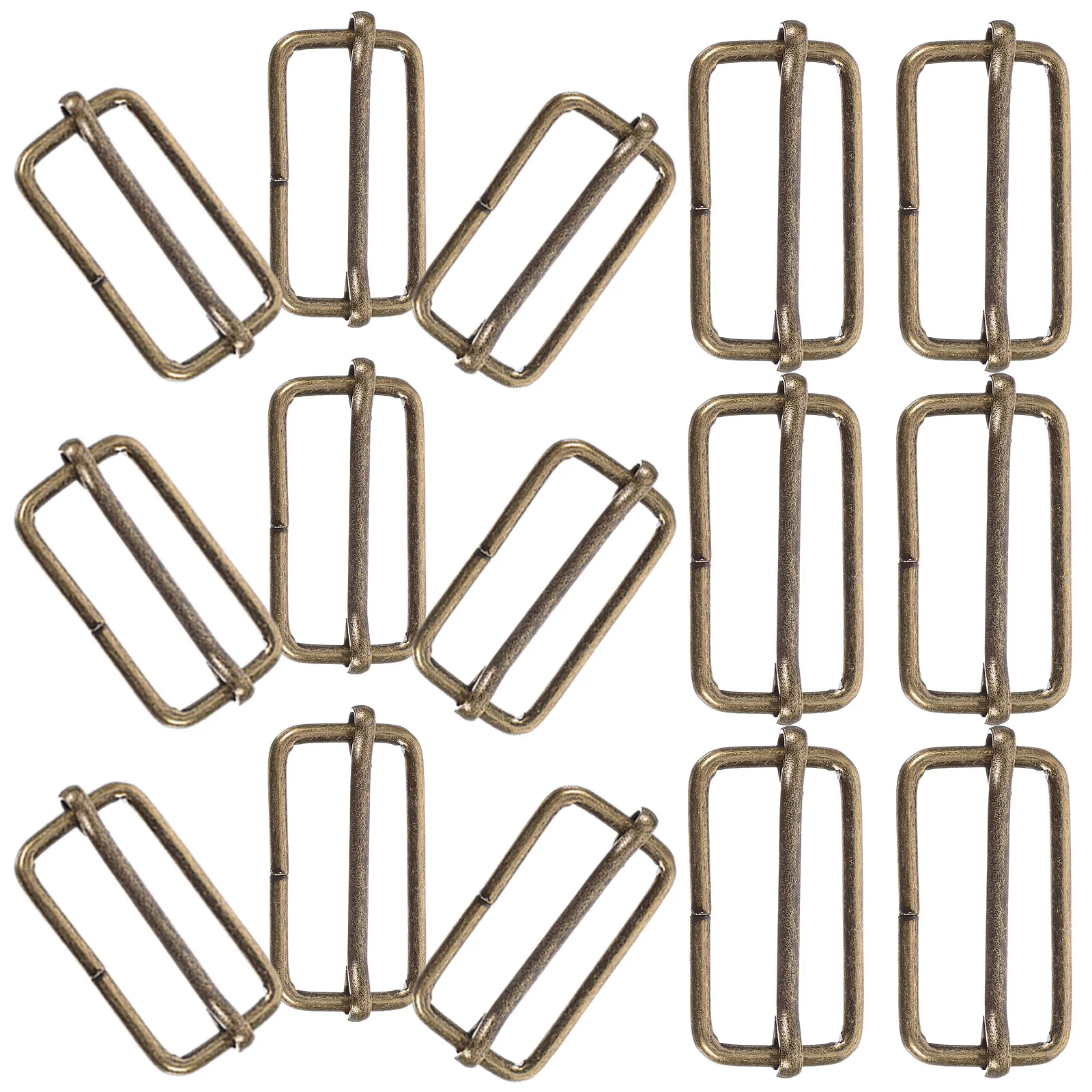 

20pcs Square Slide Buckles Metal Adjustable Strap Connectors For Backpack Bag Luggage Harness Collar Roller Pin Fasteners