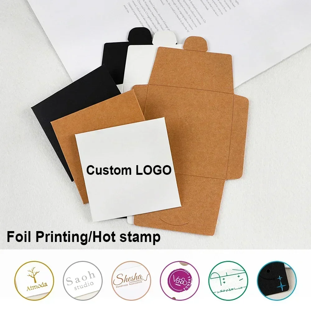 Custom Shiny Logo Brand Name Foil Printing Packing Envelope For Small Business Jewelry Making Bangle Bracelet Packages Wholesale