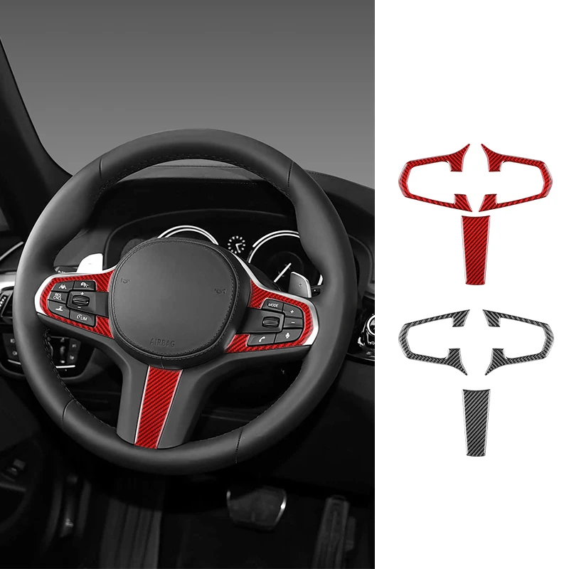 For BMW G-Chassis Car Steering Wheels Button Panel Trim Frame Sticker Anti Scratch Interior Tuning Accessories Real Carbon Fiber