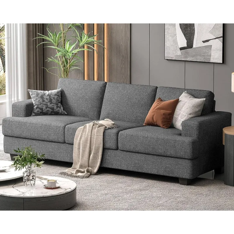 89 Inch Couch, 3 Seater Couches with Deep Seats, Modern Grey Loveseat 3-Seat Sofa Couches for Living Room Apartment Lounge