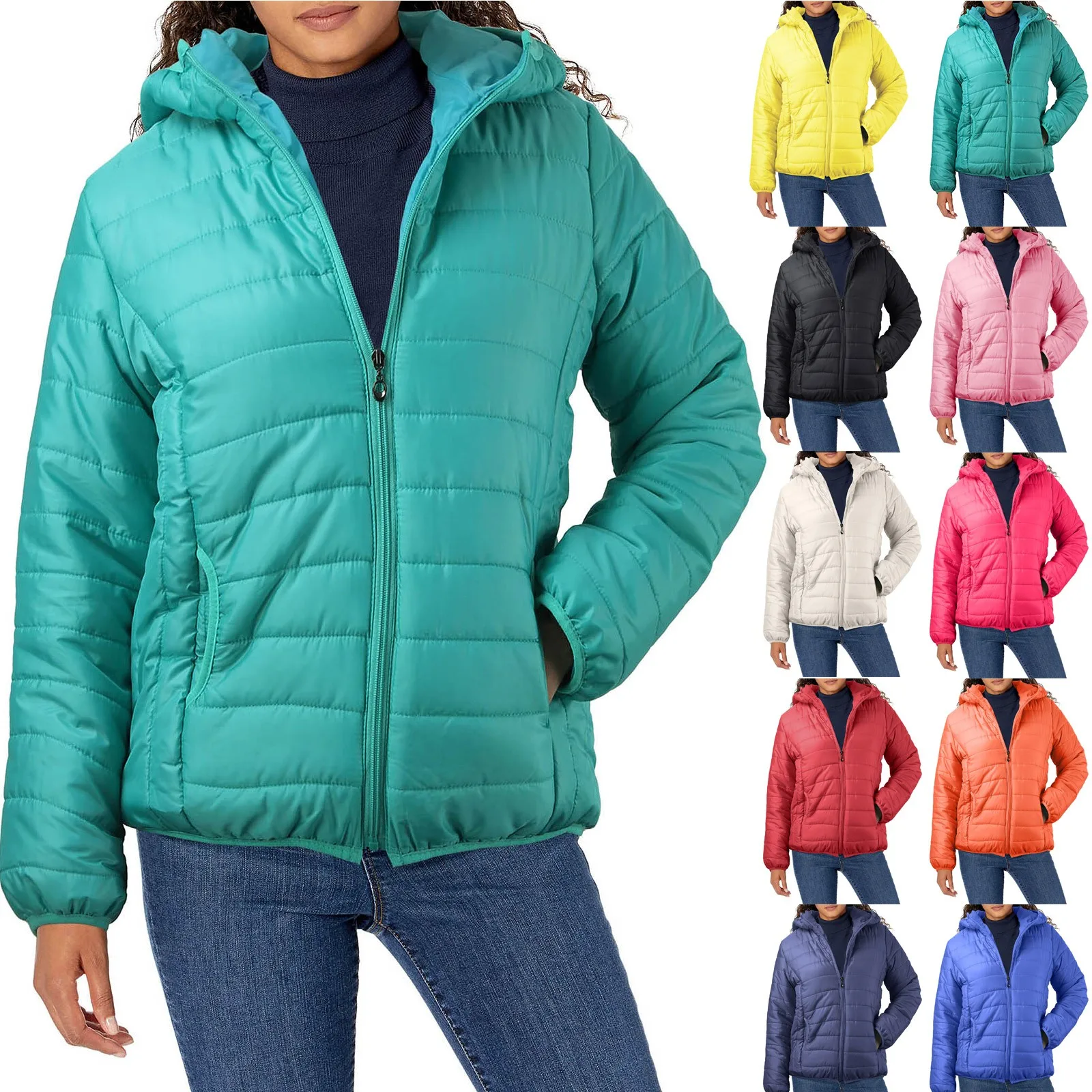 Lightweight Padded Autumn Winter Jackets Women\'s Jackets Hooded Ultralight Quilted puffer Solid Coat for Warm Duck Down Coat