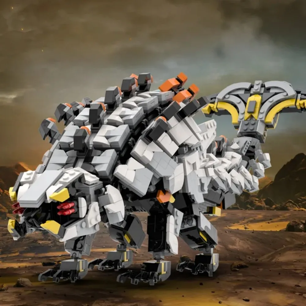 

MOC Horizons West Rollerback Dinosaur Building Blocks Set Zero Dawn Mechanical Storm Tooth Monster Bricks DIY Toy Birthday Gifts