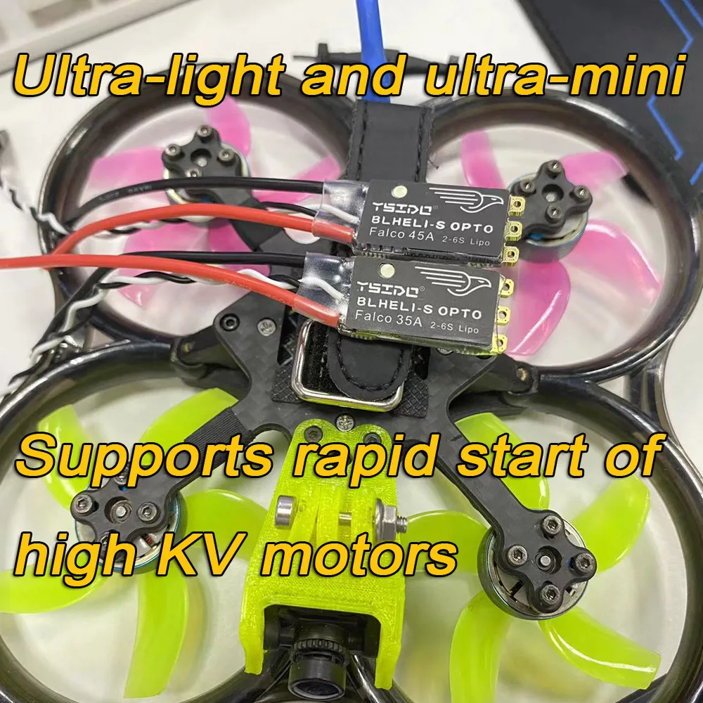 YSIDO Falco 35A 45A BLHeli_S ESC 2-6S Lipo bezszczotkowy kontroler elektroniczny z podświetleniem LED DSHOT125/300/600 dla drona