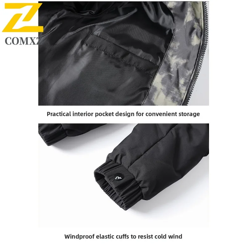 COMXZ Versatile Men Down Jacket Classic Stand Collar Outdoor Office Lightweight Parka Casual Urban Style Windproof Winter Coat