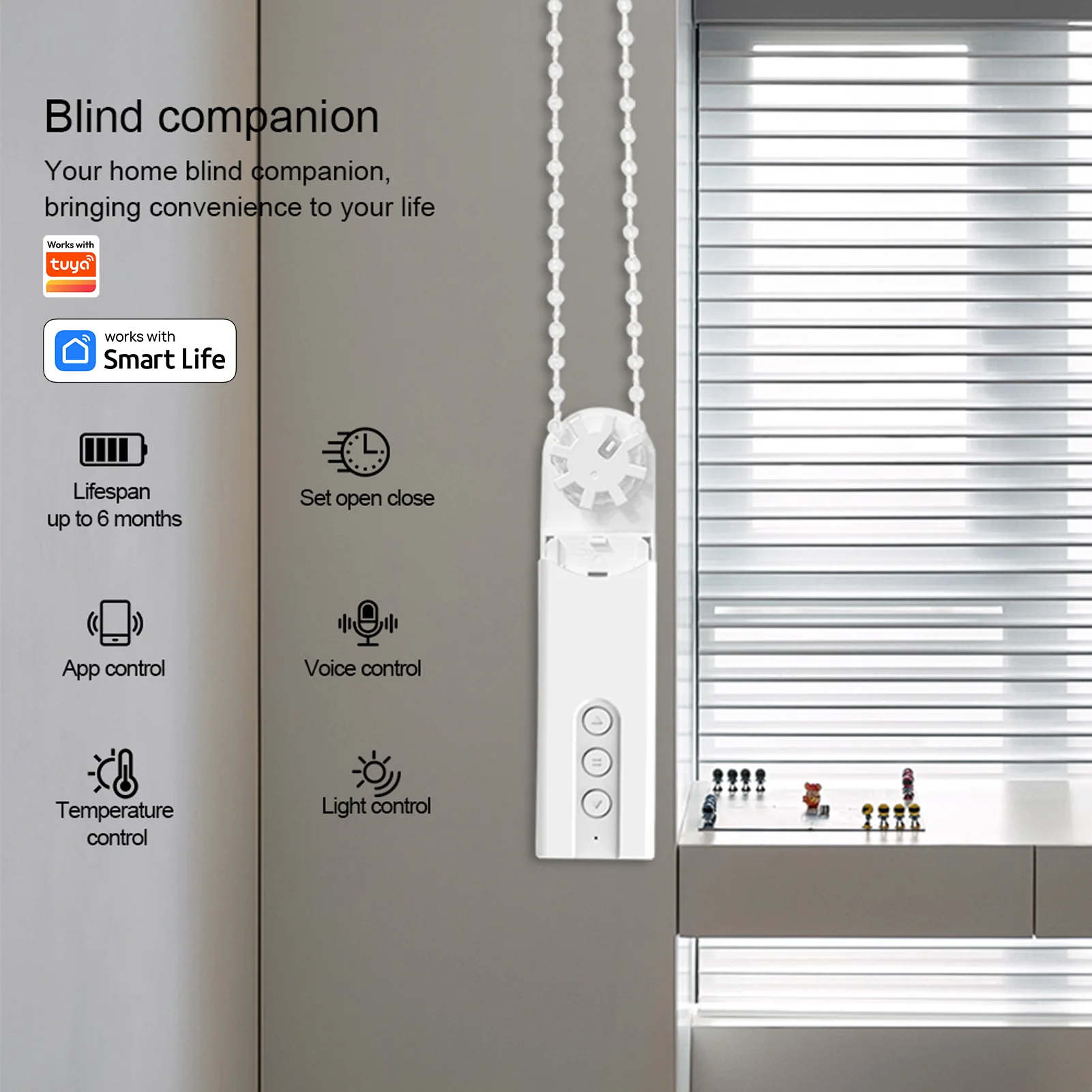 Tuya WiFi /Zigbee Smart Motorized Chain Roller Blinds Pull Bead Curtain Motor Work For Alexa Google Home Electric Curtain Motor